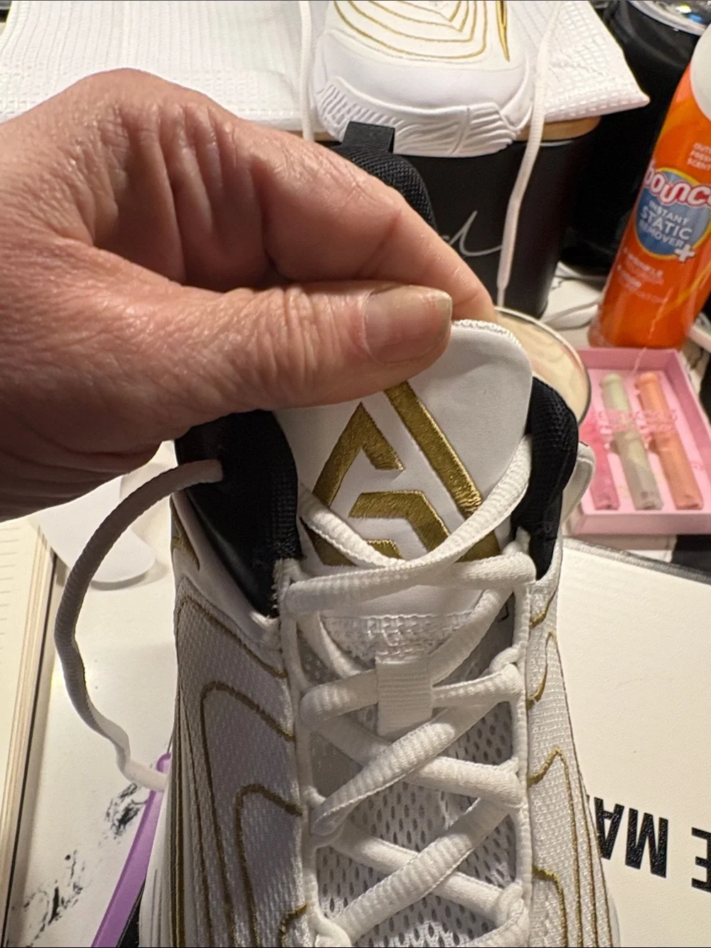 Nike Kids White Black Gold Sneakers